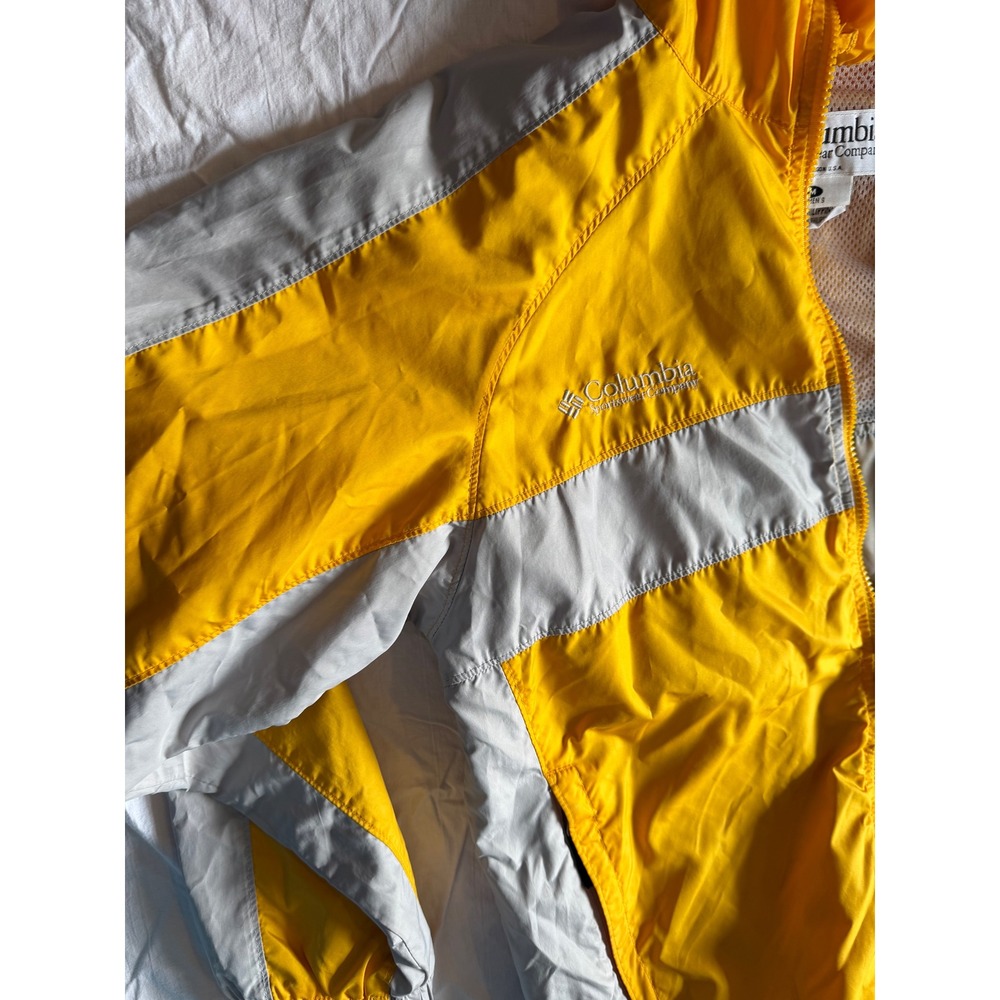 Columbia Sportswear Mens Yellow Grey Packable Hooded Windbreaker Jacket Size M - Picture 3 of 5